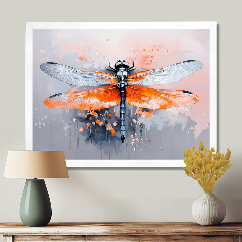 Watercolor Dragonfly Wings - impression sur toile de libellule, H 12 po x l 20 po, White