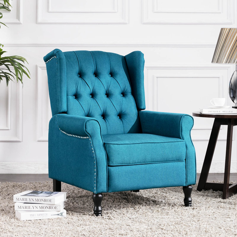 Druv Recliner, Blue Linen