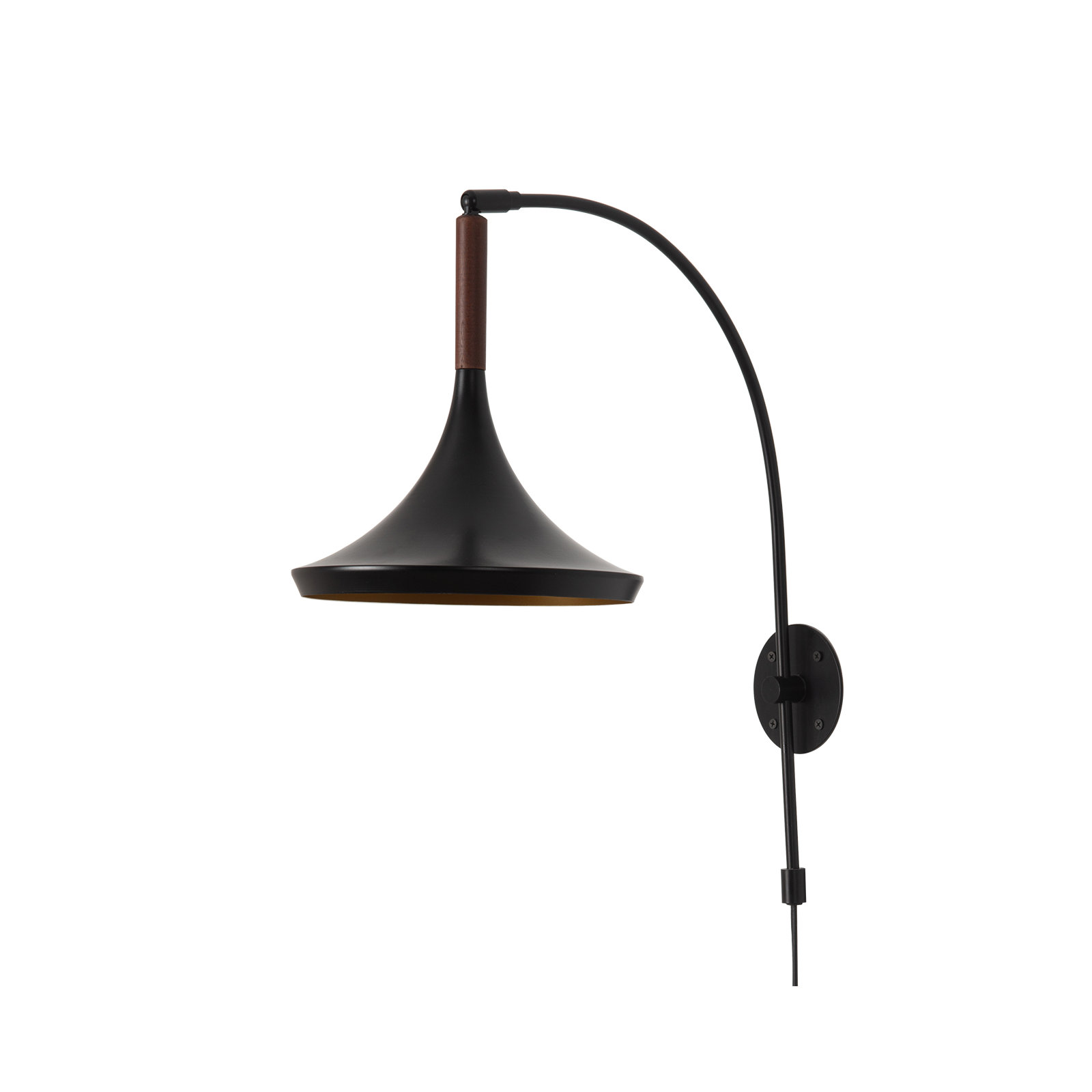 Lodi Wall Sconce - Matte Black & Walnut, Plug-in