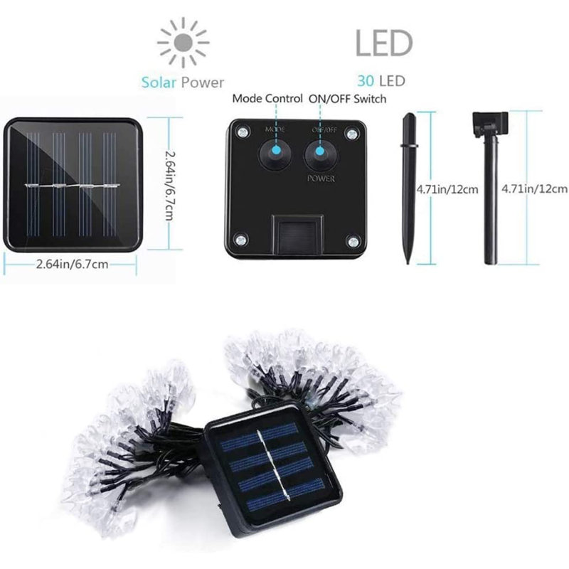 3'' Solar LED Twinkle String Lights