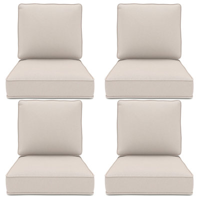 Outdoor Chair Cushions, 24" X 23" High-Density Foam Deep Seat Patio Cushions With Olefin Fabric & Removable Zipper Cover, Outdoor Furniture Replacement Cushions Set Of 4 For Chair Sofa Couch