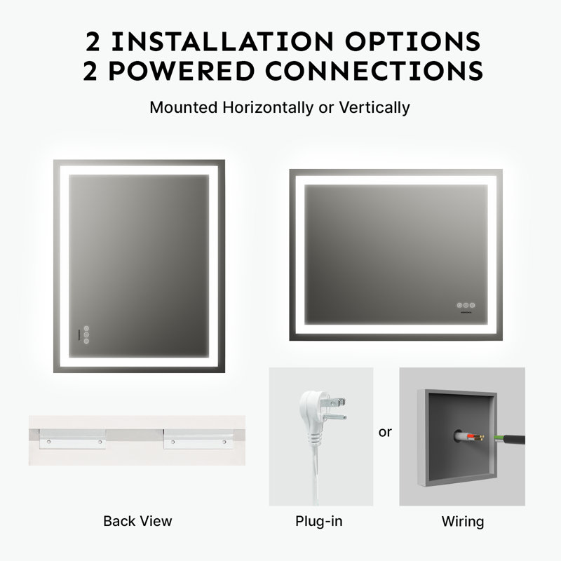 UL Certified Front & Back LED Anti-Fog Tempered Glass Bathroom Vanity Mirror, 60 po x 36 po