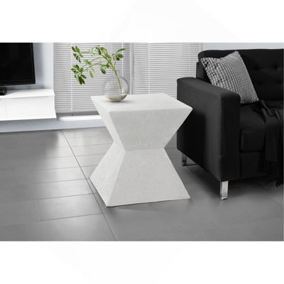 Table d'appoint, H 25 po, intérieur ou extérieur, table d'appoint, table de bout, table de chevet, chambre à coucher, salon, blanc, contemporain, moderne