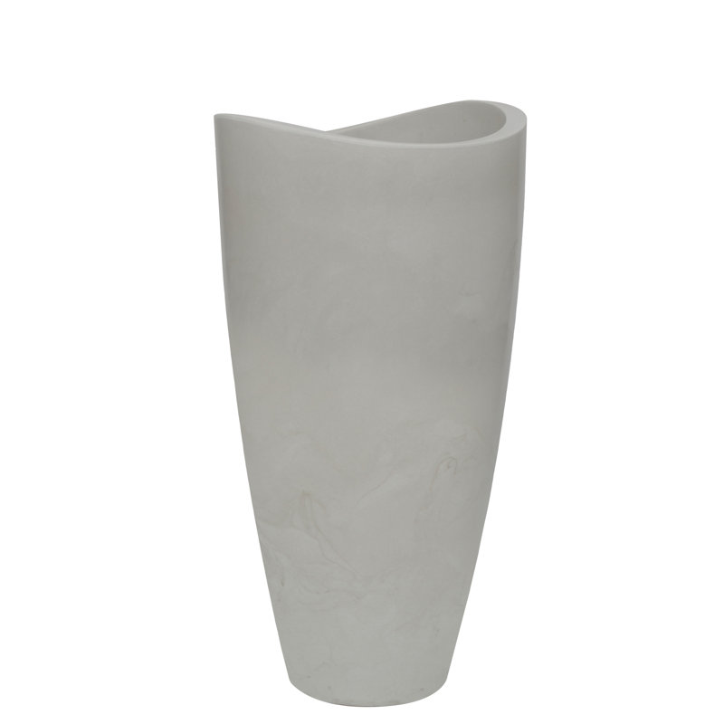 Vinisha ECOBO EcoFriendly Round Pot Planter, Onda IndoorOutdoor use, Four Season Use, White, 31.5" H x 15.7" W x 15.7" D