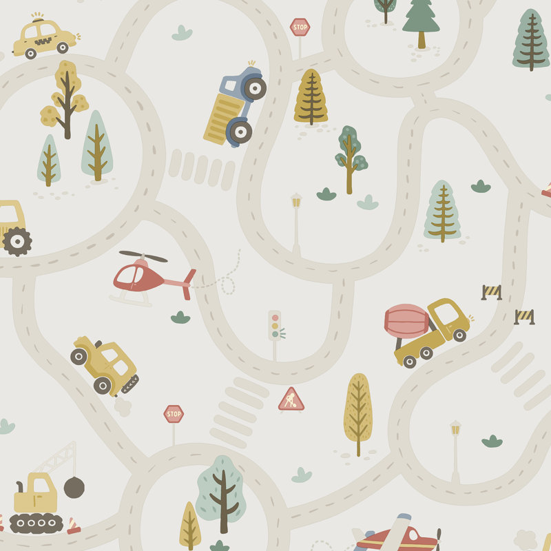 10.05m x 53cm Matte Wallpaper Roll, Cream Blue