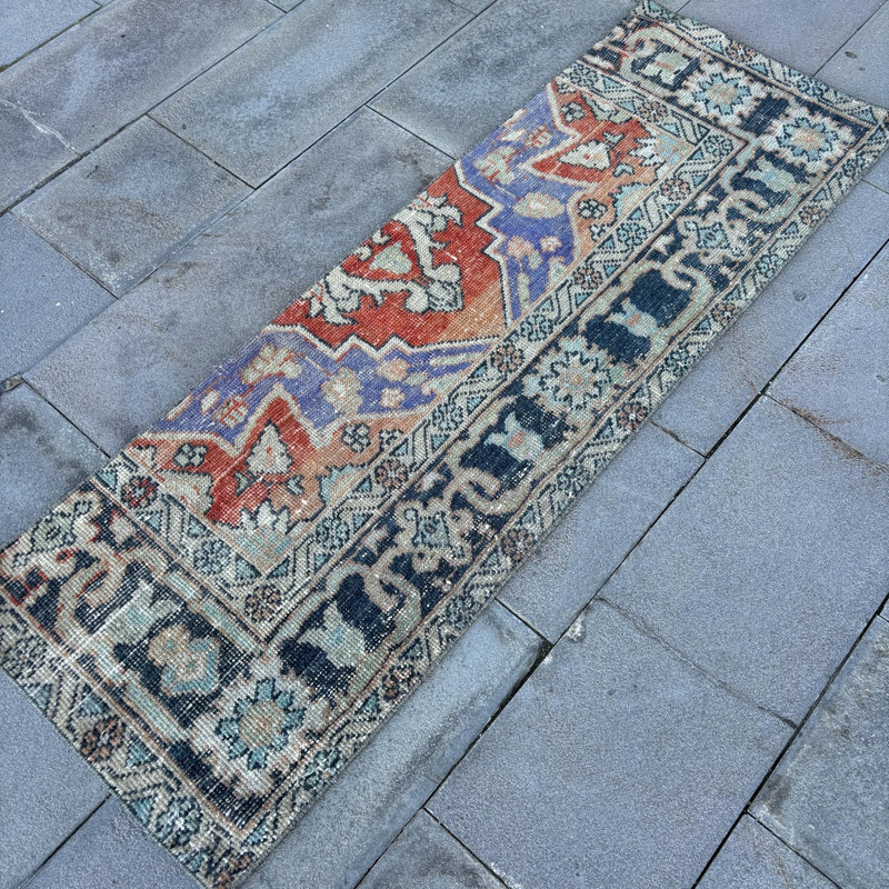 Vintage Turkish Oushak Runner Rug in Vibrant Purple Perfect for Living Room Decor