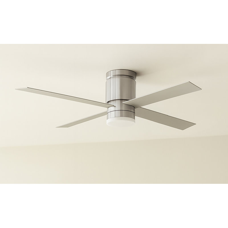 Ross - Ventilateur de plafond à DEL 4 pales 52 po - Finition argentée - Type de télécommande, Argent argent, Nickel satiné