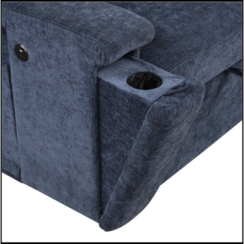 Canapé modulaire rembourré en L avec espace de rangement, ports USB et porte-gobelets sur les accoudoirs, convient aux salons, aux bureaux