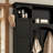 All-In-One Black Entryway Storage Unit: Arched Storage Bench With 7 Hooks And Adjustable Shelving In Side Cabinets-1386876386