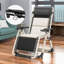Chaise rembourrée zéro gravité rembourrée, chaises de patio inclinables robustes et réglables avec appui-tête et plateau, blanc