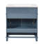 Meuble-lavabo de 30 po avec lavabo en céramique, armoire de rangement en bois massif avec portes à fermeture douce, style rétro, bleu-121294486