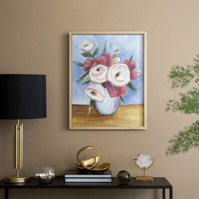 Tea Rose Posey I, reproduction encadrée - bois massif