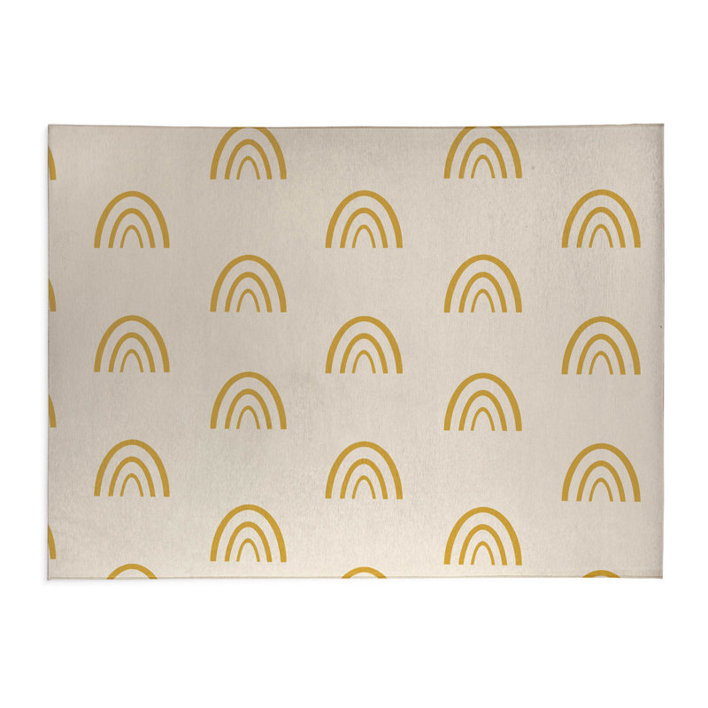 Plain Bows Kids Play Mat, Gold/Taupe, Rectangle 5' x 7'