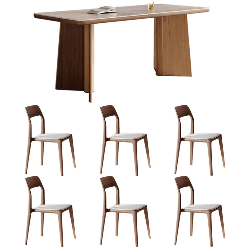 High-end light luxury rectangular dining table set, 29.5"H x 63"L x 31.5"W