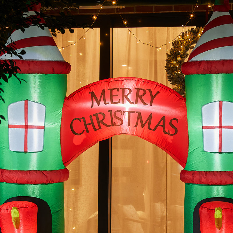 Barrière de voûte gonflable illuminée 10 pi avec décorations de Noël