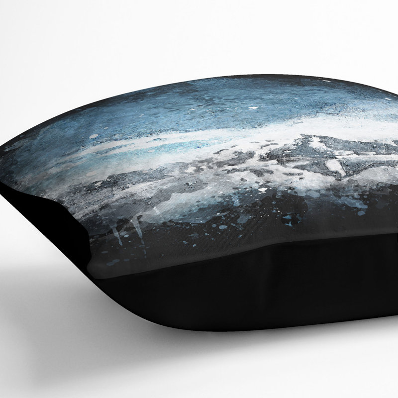 Winter Mountain Reflection Cushion with Filling, 40cm H x 40cm W x 15cm D, Black