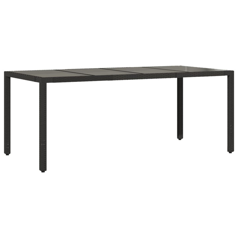 Hollaman Rectangular Glass Outdoor Dining Table - 190 cm W 90 cm D, Black