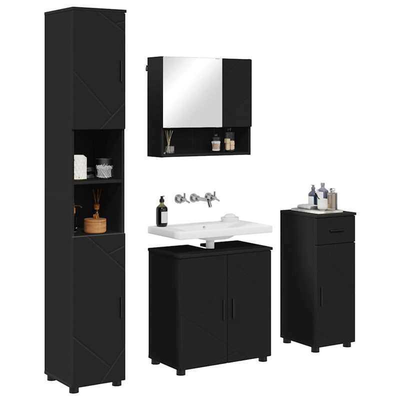 Bathroom Storage Furniture Set, Black