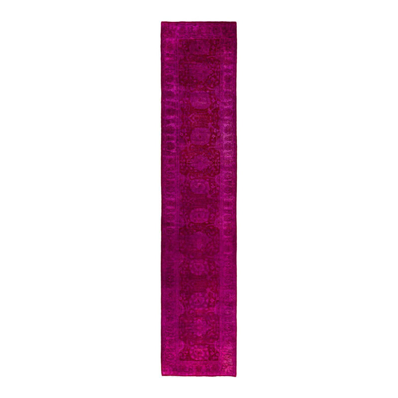 Tapis de couloir noué à la main unique Vibrance - rose, 2 pi 7 po x 12 pi 5 po