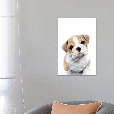 Bulldog Puppy - Wrapped Canvas Painting
