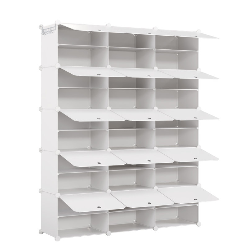 60 Pair Stackable Shoe Storage Cabinet, White