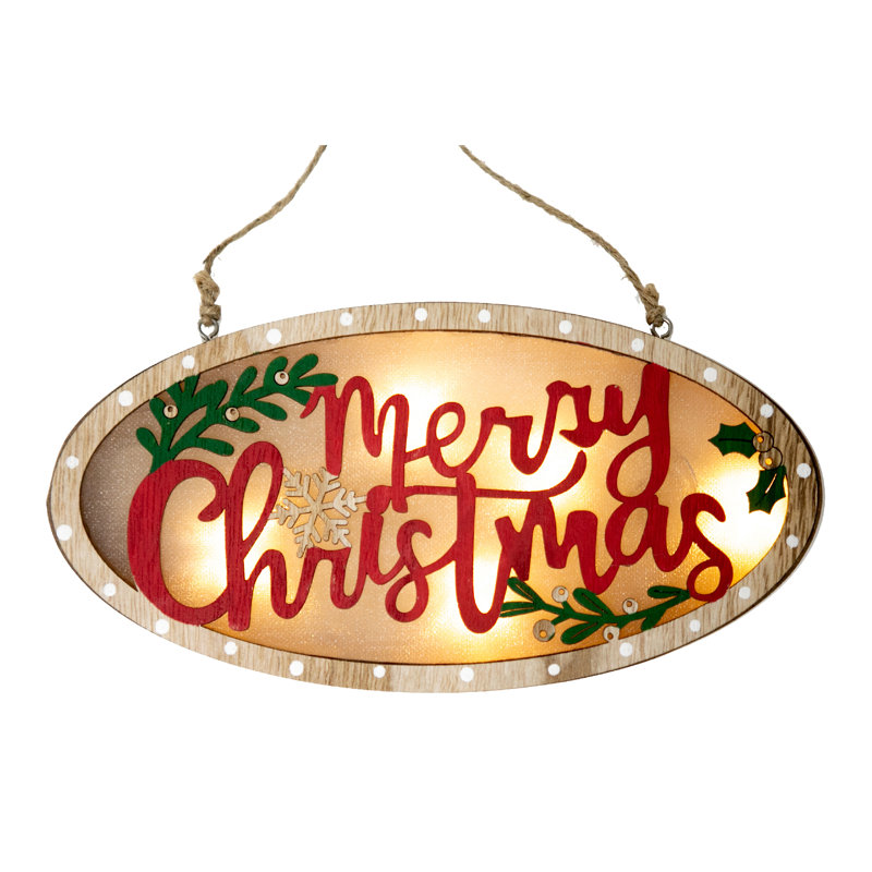 Ornement suspendu DEL en bois joyeux Noël