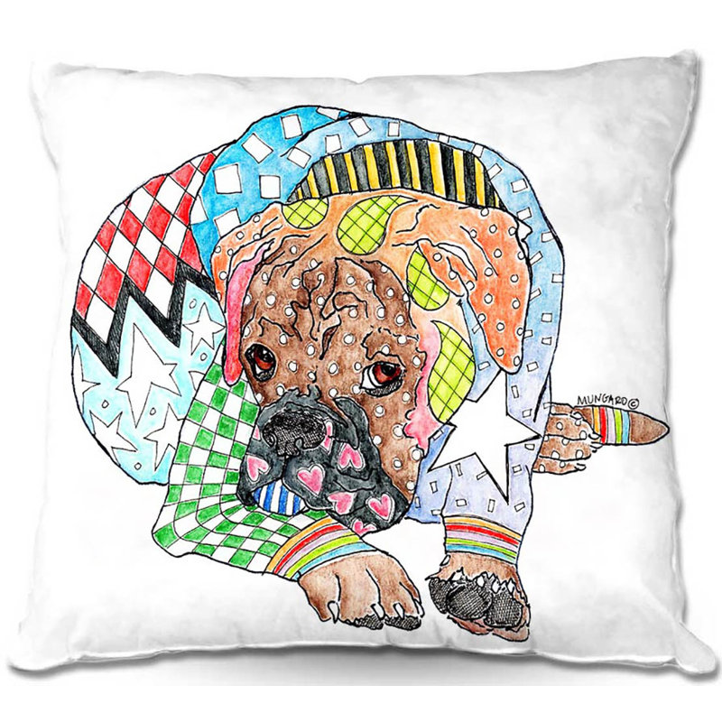  Coussin Couch Boxer Dog, 20 po x 20 po, Blanc
