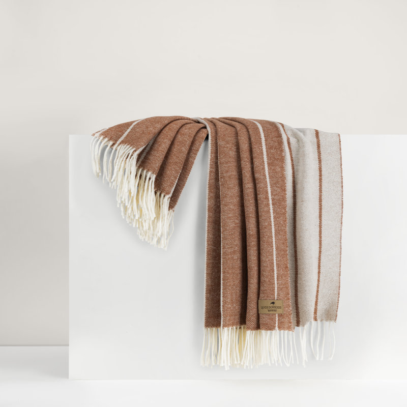 Crystal Blue Fiji Stripe Throw, Brown Striped