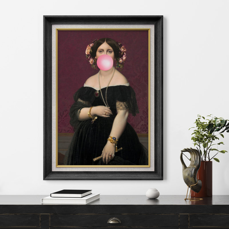 «Classic Woman Pink Bubblegum» sur, Cadre noir de qualité supérieure, H 36 po x l 26 po