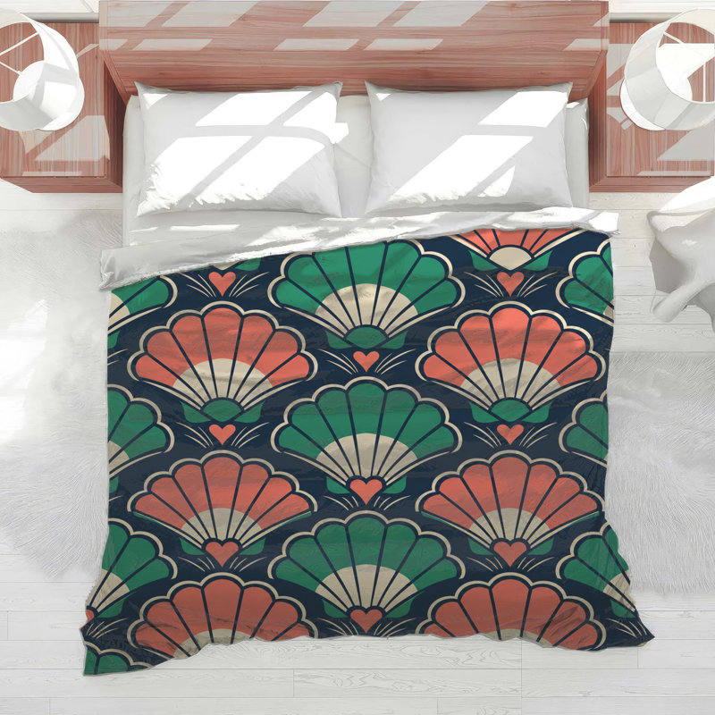 Art Deco Shell Motif Comforter, King