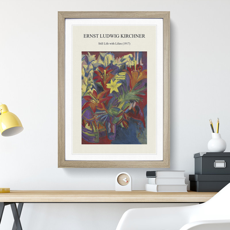 Still Life With Lilies by Ernst Ludwig Kirchner - Single Picture Frame Print, 65cm H x 48cm W x 2cm D, Oak Framed