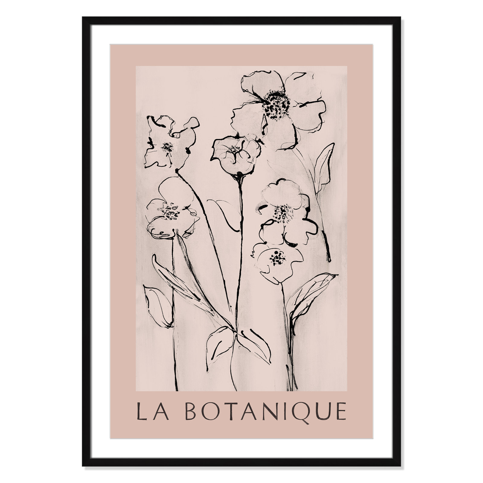 Riya "La Botanique" Print by Susan Jill, Black Single Picture Frame, Yes, 41.5" H x 29.5" W x 1.25" D