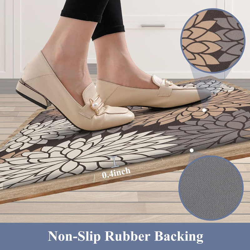 Anti Fatigue Kitchen Rug Sets 2 Piece Non Slip Kitchen Mats For Floor Cushioned Kitchen Rugs And Mats Waterproof Comfort Standing Mat Runner For Kitchen,Home Office,Sink,Laundry