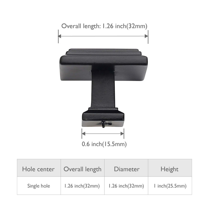 1 1/4" Length Square Knob Multipack, Matte Black
