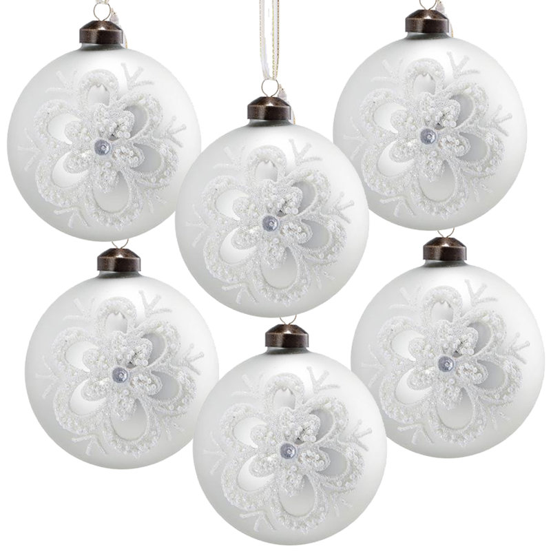 Boules de Noël en verre 3,9 po - Ensemble de 6 décorations d'arbre de Noël festives