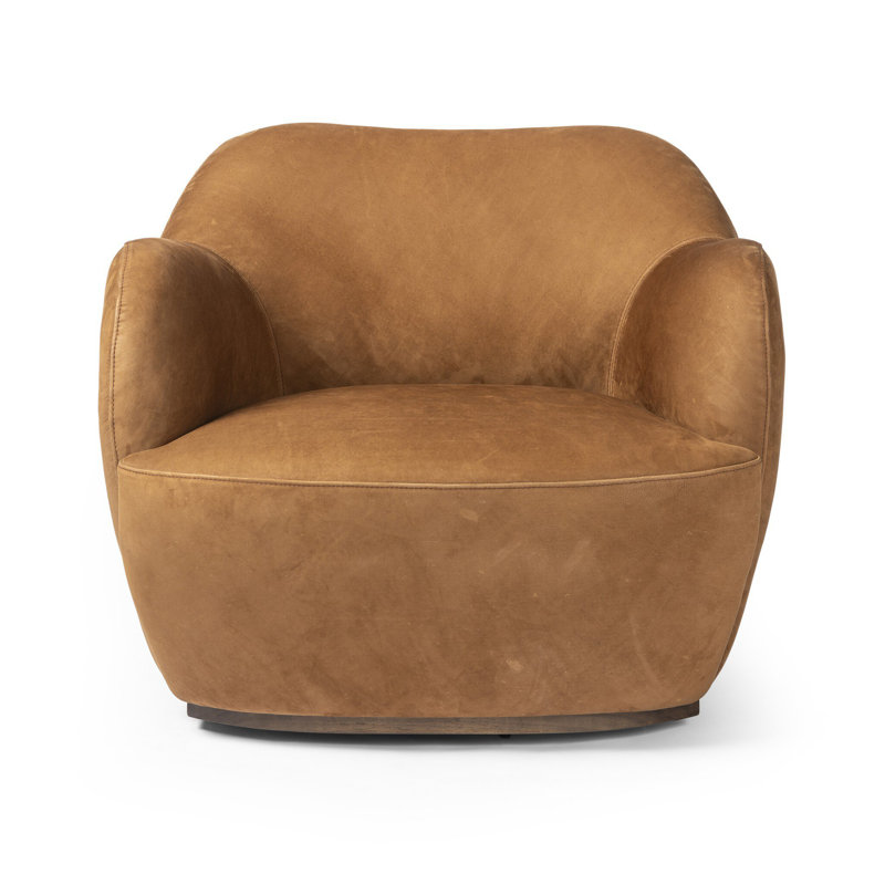 Julius Swivel Chair, Nubuck Cognac Top Grain Leather