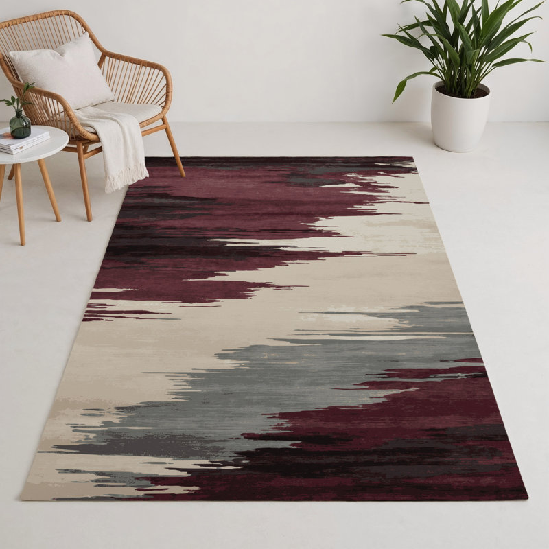 Tapis intérieur et extérieur brun Watercolor, Rectangle 9 pi x 12 pi
