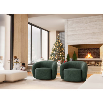 Coheman Upholstered Boucle Swivel Barrel Chair
