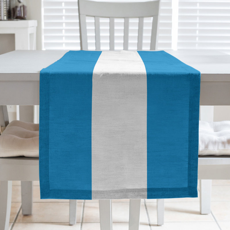 Chemin de table à rayures de football Carolina, L 90 po x l 16 po, Polyester, Carolina Carolina bleu ciel / gris / noir
