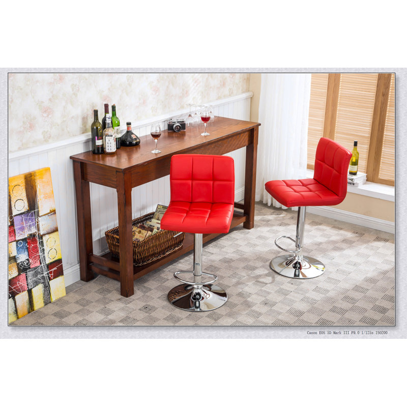 Tabouret de bar pivotant réglable en similicuir, ensemble de 2 pouces de l 17,5 po x P 17,5 po x H 35 à 43,5 po, Rouge