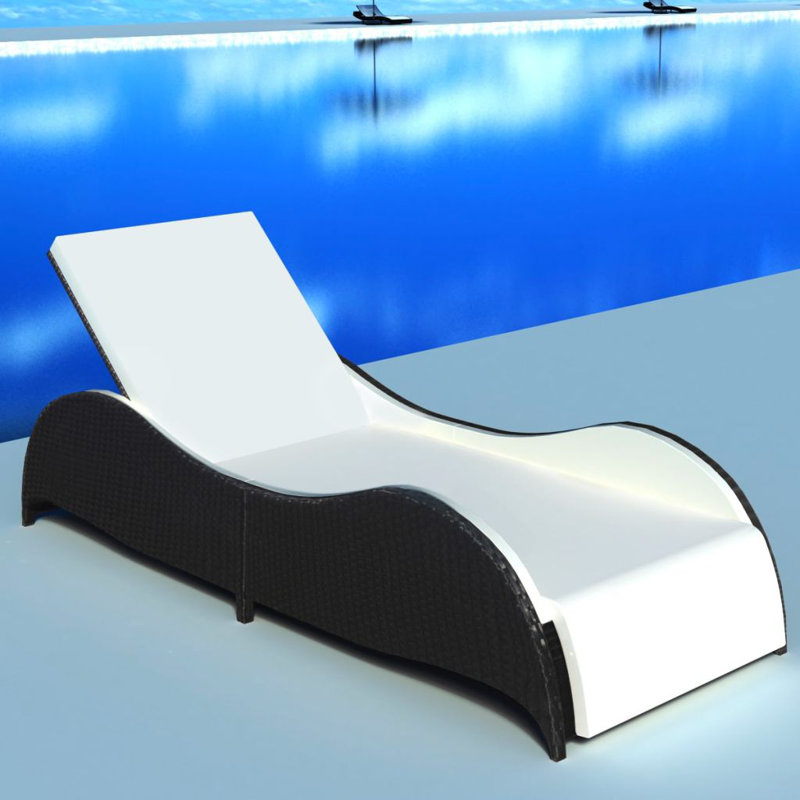 Vinton 80" Long Single chaise with Cushions, Black
