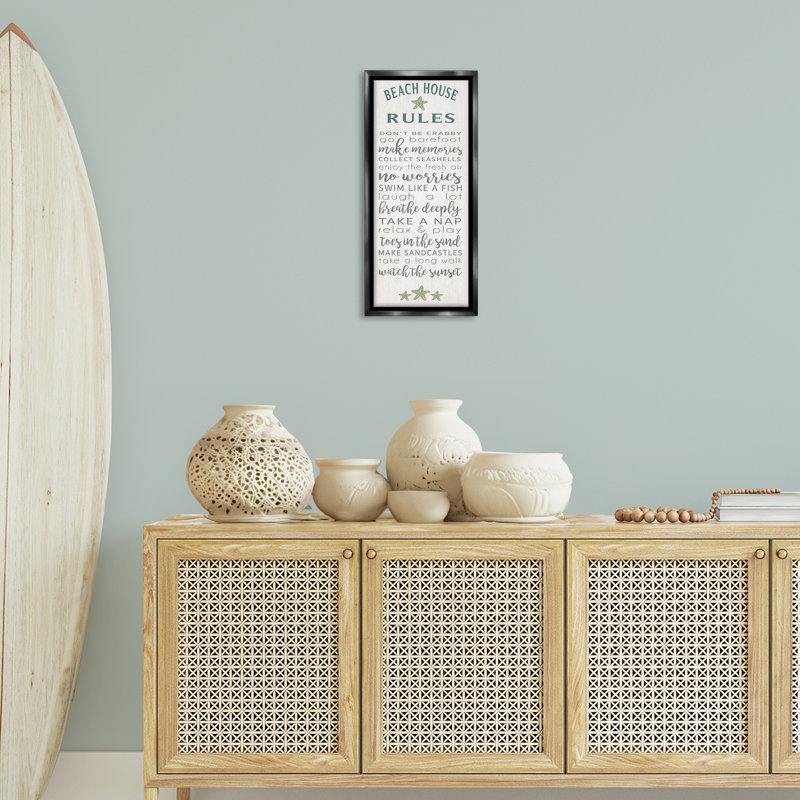 Cadre flottant Fun Rules Beach Rules, design par Seven Trees Design, H 25 po x l 11 po, Cadre flottant noir de jais