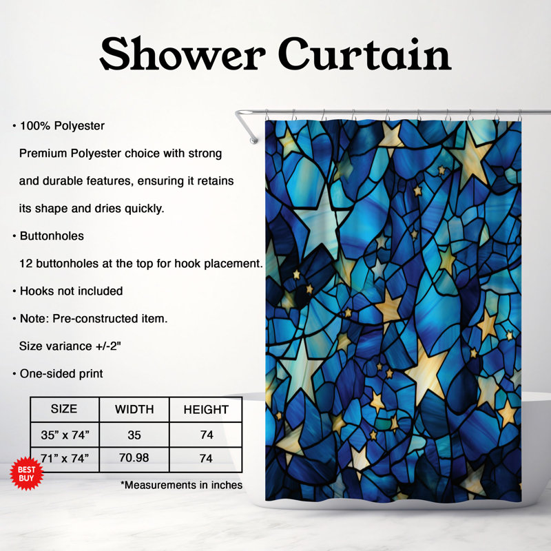 Rideaux de douche standards 1 pièce, H 74 po x l 71 po