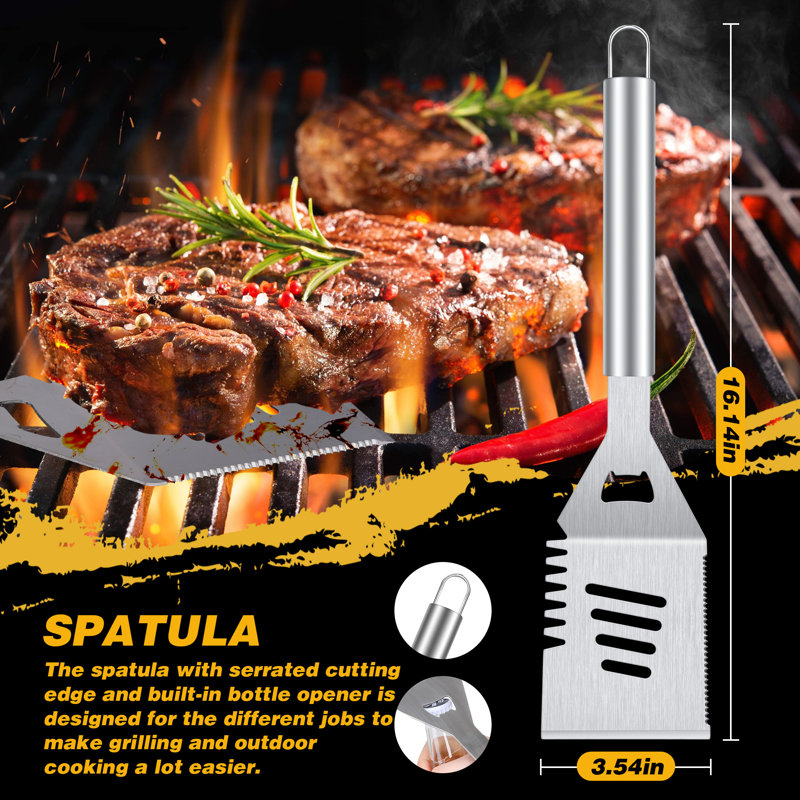Ensemble d'outils de barbecue en acier inoxydable 4 pièces R.W.FLAME Premium