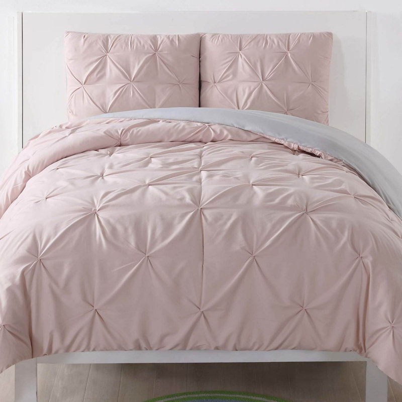 Polyester Solid Colour Bedding, Blush, Full / Queen Duvet Cover + 2 Shams