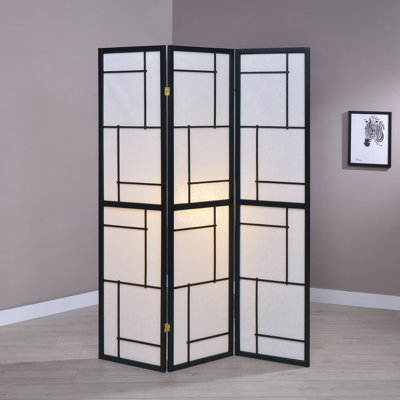 Black 3-Panel Room Divider Folding Privacy Screen | Gift Idea by Living Source International