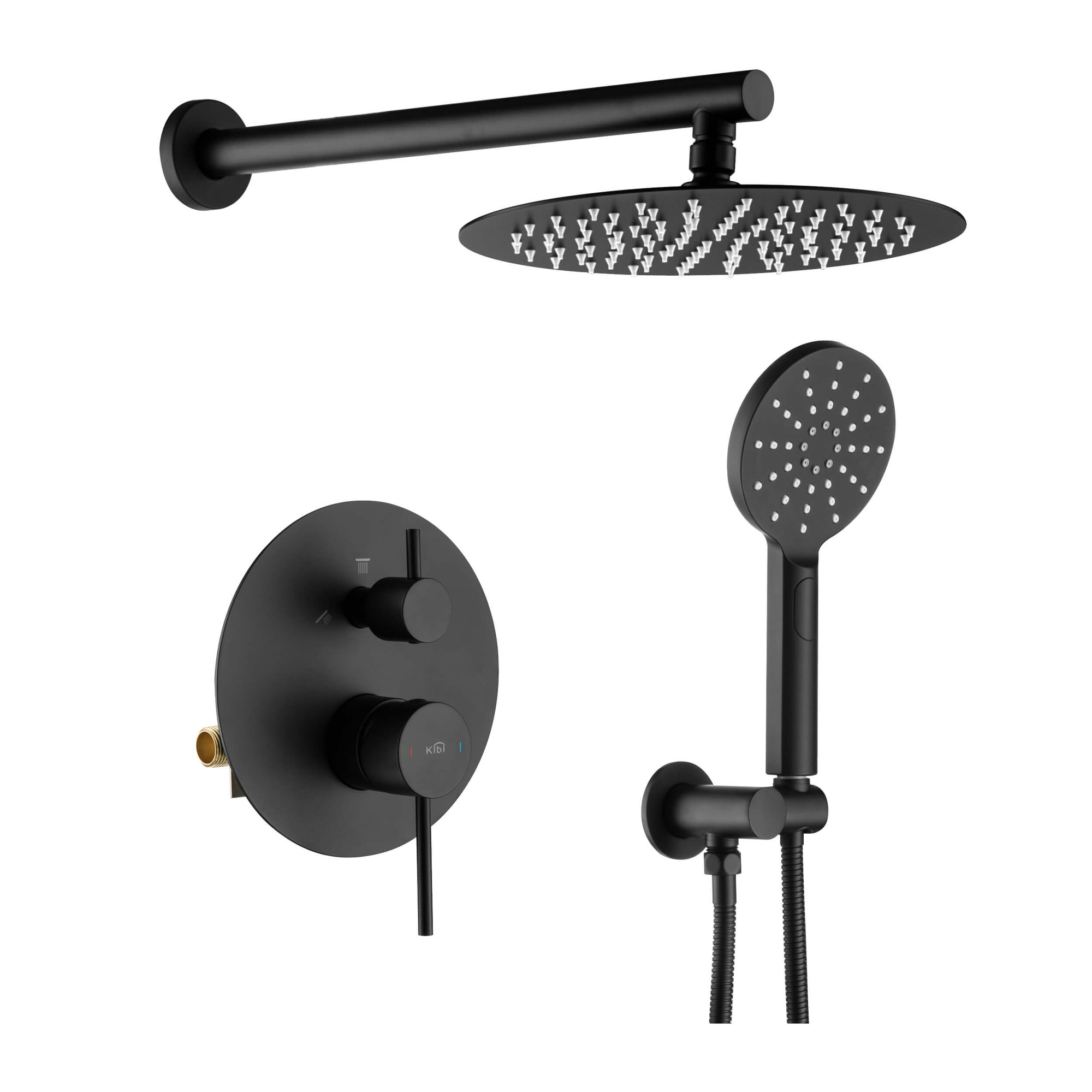 Circular Shower Faucet with Rough-in Valve, Matte Black