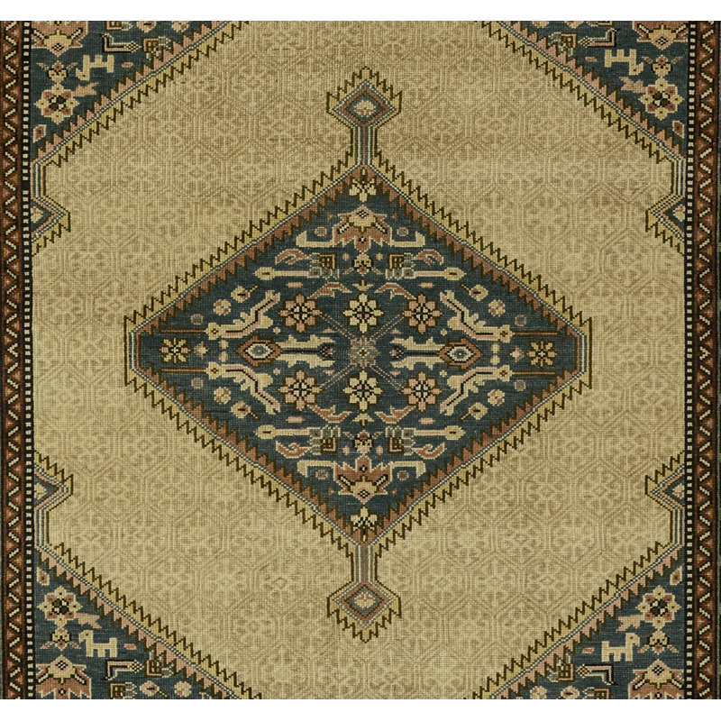 Oriental Area Rug in Blue/Beige, Rectangle 5' x 8'