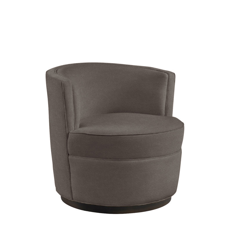 Fauteuil demi-tonneau pivotant en lin de 31 po Devlan, Gris anthracite calcaire