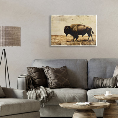 Plaque murale rustique Lone Buffalo, design par Franklyn Gregory